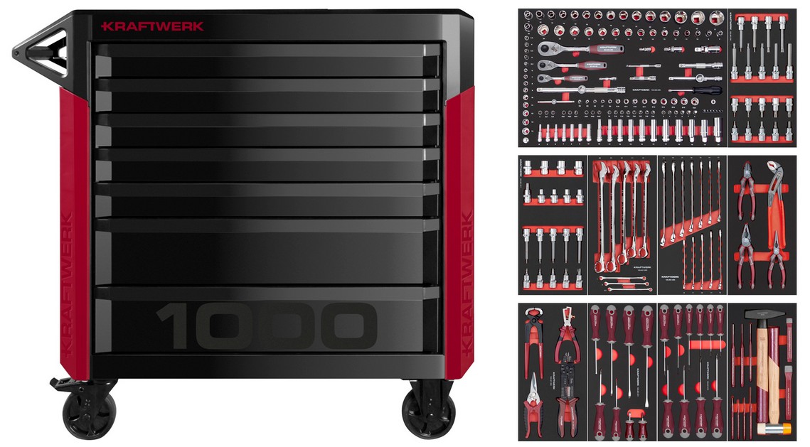 PRO LINE Servante d'atelier PT1000 7 tiroirs 221 pcs Kraftwerk KW102.517.005