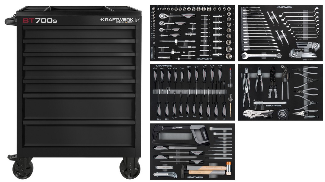 BT LINE Servante d'atelier BT700s, 7 tiroirs, 194 pcs Kraftwerk KW102.107.BLK1