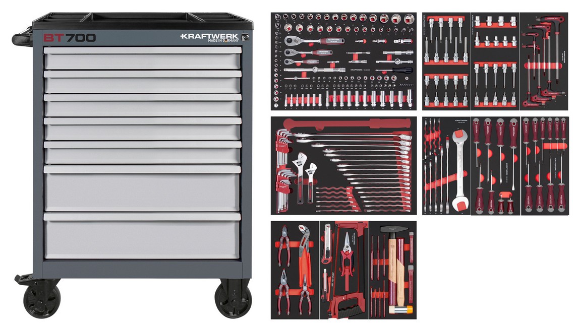 BT700 Servante d'atelier, 7 tiroirs, PRO, 278-pcs Kraftwerk Kw102.117.110