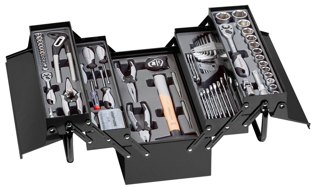 Caisse d'outils avec outils, BASIC LINE, 1/4"+1/2", 106 pcs Kraftwerk  KW206.000.100