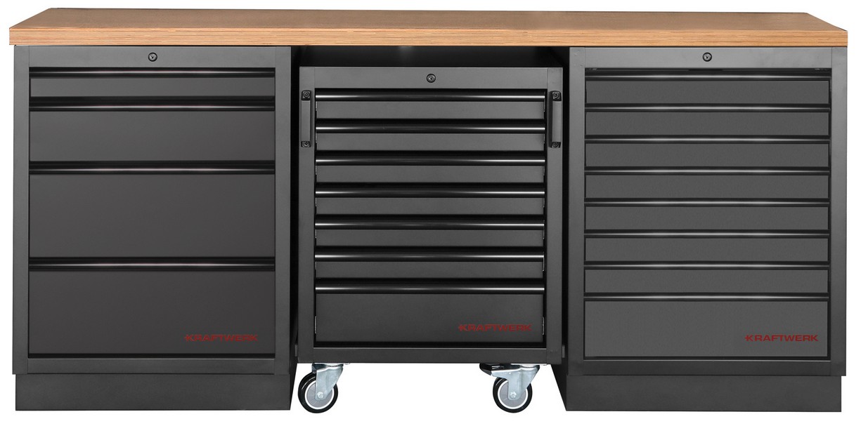 MOBILIO BLK Mobilier d'atelier 3 éléments, Hêtre Kraftwer KW3964K-BLK-002