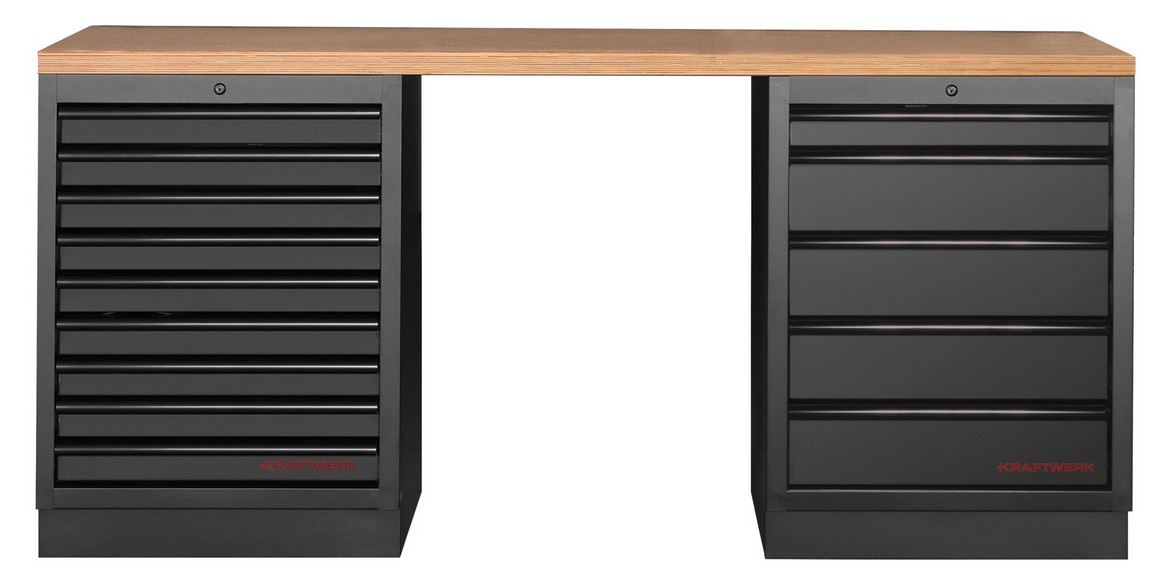 MOBILIO BLK Mobilier d'atelier 2 éléments, Hêtre Kraftwerk KW3964K-BLK-007