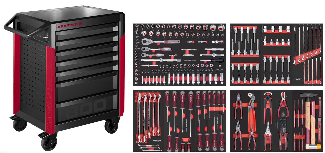 PRO LINE Servante d'atelier PT800 7 tiroirs 220 pcs Kraftwerk KW102.417.004