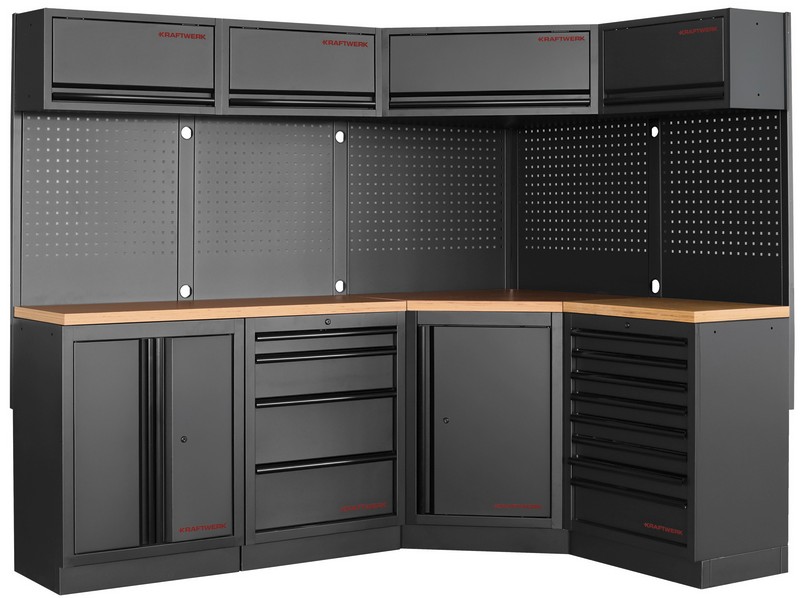 MOBILIO BLK Mobilier d'atelier 4 éléments, Hêtre Kraftwer KW3964N-BLK